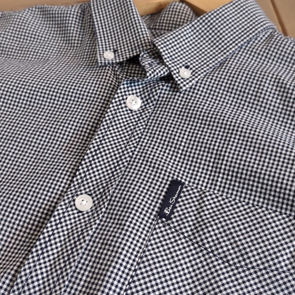 Ben Sherman Blue White Gingham Check Long Sleeve Button up Shirt M - Picture 6 of 12